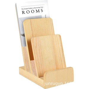 Estante de madera para revistas, organizador de almacenamiento de escritorio de 3 niveles para libros, postales, folletos, soporte de exhibición - Product Image 4
