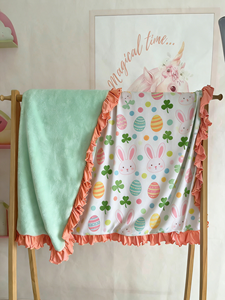 Couverture <span class=keywords><strong>de</strong></span> sécurité en peluche pour bébé en bambou à double couche avec bordure en dentelle, vente en gros, étiquette personnalisée, objet <span class=keywords><strong>de</strong></span> confort - Product Image 2