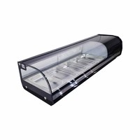 Vitrine réfrigérée à sushi en acier inoxydable de 1,33 m avec refroidissement direct, à un seul niveau, pour usage commercial