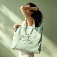 Pochette de rangement portable en toile à motif de dessin animé imprimé sur mesure avec fermeture éclair, sac cadeau robuste et réutilisable pour pique-nique
