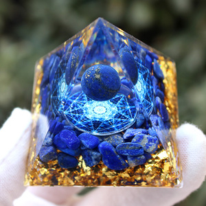<b>Crystal</b> <b>Chip</b> Pyramid Resin Epoxy Craft Desktop Ornament Lapis Lazuli Hexagram Home Decoration Gift - Product Image 3