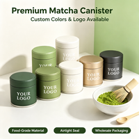 Nouvel Arrivage Boîtes en Fer Blanc pour Poudre de Matcha 30g 50g, Cylindriques Hermétiques avec Bouchon à Vis, Personnalisables avec Logo Imprimé