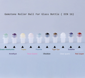 Bouteille d'huiles essentielles en verre de 5 ml et 10 ml avec applicateur à bille en cristal et support, prête à l'expédition - Product Image 4