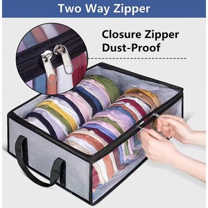 <b>Clothes</b> <b>Storage</b> Box Foldable With Lid Rectangle Gray And Black Visible <b>Storage</b> Container For Wardrobe Organization - Product Image 3