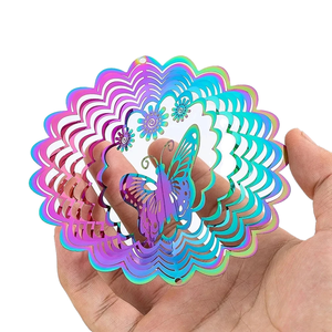 Tifoss - Atrapasueños Giratorio de Acero Inoxidable Colorido en 3D, Resistente al Agua, con Efecto de Luz Fluida, Campanas Decorativas para Jardín Exterior - Product Image 1