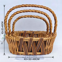 Ensemble de paniers ovales en osier, paniers de rangement ronds en saule, paniers rectangulaires tressés à la main style fruit pour l'organisation de la maison