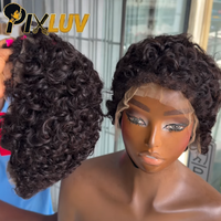 Perruques en cheveux indiens bruts alignés sur les cuticules, perruque coupe pixie en cheveux bruts, perruques frontales en dentelle HD transparente, perruques bouclées sans colle en cheveux humains pour revendeurs