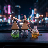 Diffuseur d'air pour voiture en verre en forme de diamant de 6 ml avec bouchon en bois et cordon suspendu