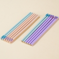 Crayons en bois hexagonaux HB de couleur macaron personnalisables en vrac avec gommes pour l'écriture des enfants d'âge scolaire