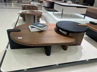 Juego de mesa de centro de madera de diseño simple y de alta calidad para sala de estar, mesa de lujo moderna y creativa de nogal en venta