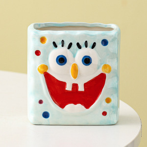 Portalápices de Cerámica con Diseño Creativo de Dibujos Animados, Estilo Americano, Hecho en Fujian, Caja de Almacenamiento para Cepillos de Dientes, Brochas de Maquillaje, <span class=keywords><strong>Bob</strong></span> <span class=keywords><strong>Esponja</strong></span> - Product Image 4