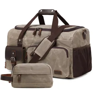 Nerlion Customized Hiking Fashion Gym Casual Shoulder Weekend Rolling Custom Canvas Leather Waterproof Travel Duffel Bag