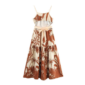 ODM Women's Sling <strong>Design</strong> <strong>Dress</strong> Spring Empire Waist Printed Long <strong>Dress</strong> Slim Fit All-Match Casual Wear - Product Image 2