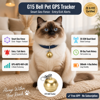 Collier GPS pour animaux de compagnie G15 Mini Bell, localisateur d'animaux avec suivi de localisation en temps réel et fonction de clôture géographique pour chiens et chats