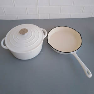 Prezzo di fabbrica <span class=keywords><strong>3</strong></span> pezzi <span class=keywords><strong>Set</strong></span> di pentole in ghisa in smalto bianco antiaderente - Product Image 5