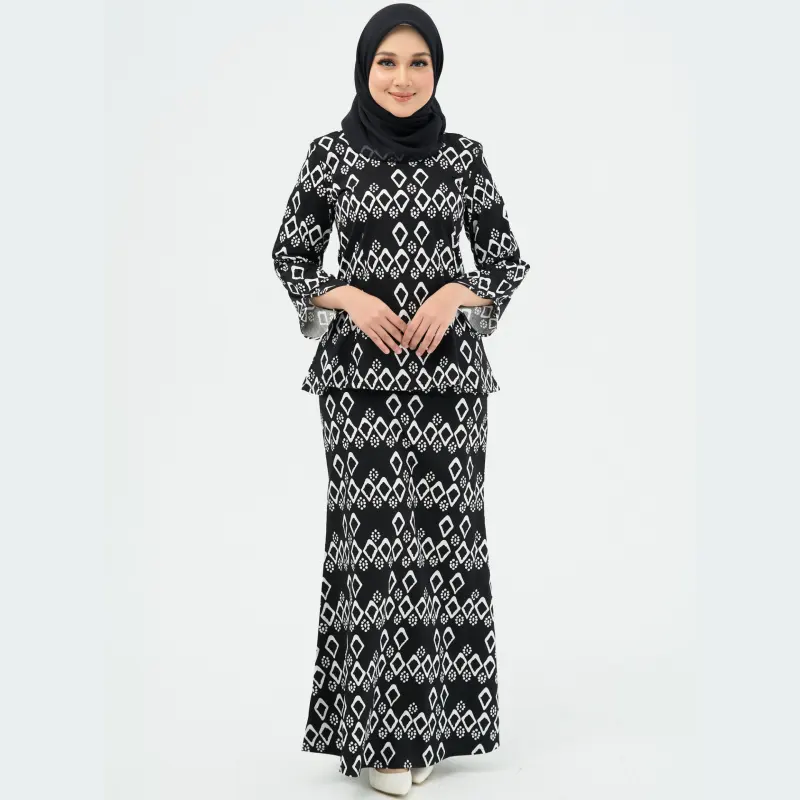 SIPO Eid abbigliamento islamico personalizzato indossa un moderno tessuto di lino musulmano Abaya corea per Baju Melayu fiori stampati Baju Kurung Kebaya