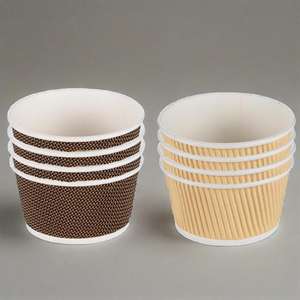 Tazón de Papel Desechable de Grado Alimenticio con Pared Ondulada, Envases de Cartón Biodegradables para Alimentos, Tazón para Sopa - Product Image 1