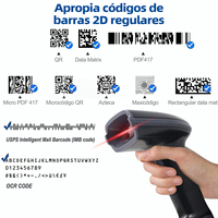Escáner de Código de Barras 2D Bluetooth con Base de Carga, Lector de Códigos QR Inalámbrico de 2000 mAh para Sistema POS, Compatible con Computadoras Android
