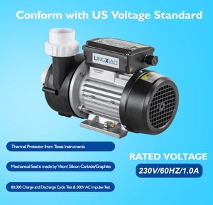 Bomba de Circulación <span class=keywords><strong>para</strong></span> SPA y <span class=keywords><strong>Jacuzzi</strong></span> WTC50M con Diseño Moderno, <span class=keywords><strong>Motor</strong></span> de Bomba LX de 0.35HP, 230V, Puerto de 1.5 Pulgadas - Product Image 3