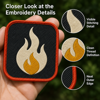 Patchs brodés personnalisés à thermocoller, motif Coucher de soleil artistique sur lac de forêt d'automne avec bordure dorée, pour veste à thème Forêt d'automne