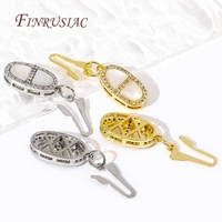 Collier de perles fermoirs de connexion 18K plaqué or Zircon coquilles fermoir à crochet ovale fait à la main bijoux à bricoler soi-même faisant des accessoires
