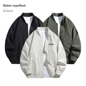 OEM Custom Logo <b>Men's</b> Varsity Boomber <b>Jacket</b> Water-Repellent 100% Polyester Zip-up Baseball Style Windbreaker Streetwear - Product Image 1