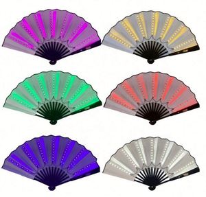 2023 New Coming Led Hand Fan Folding <b>Light</b> up Bamboo Decorative Rave <b>Flash</b> Fan Paper Fans for Party - Product Image 1