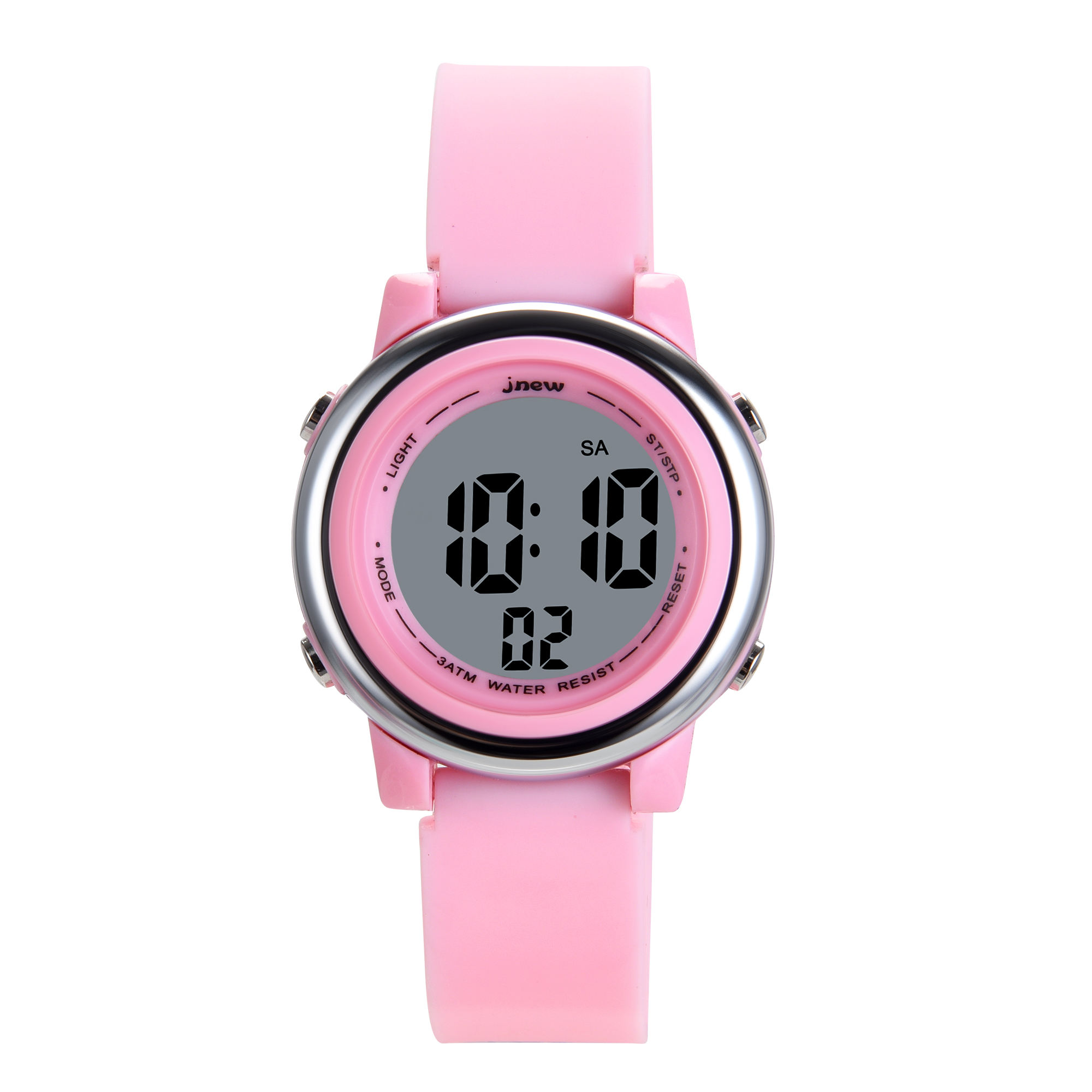 Pink Waterproof Digital Smart Watch For Girls With Alarm Feature