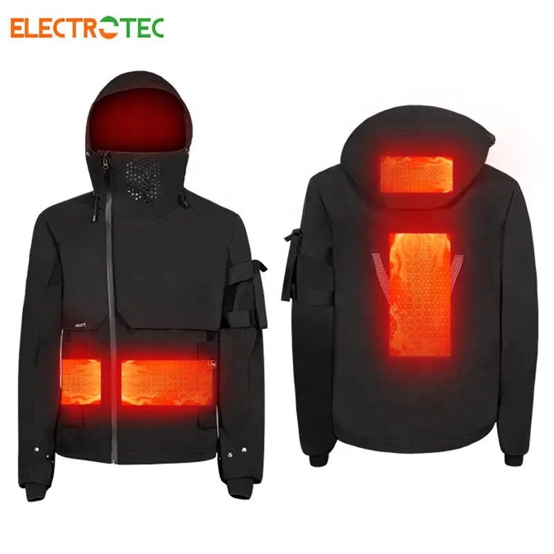 Giacca Softshell riscaldata elettrica Unisex per tutte le stagioni giacca impermeabile con cappuccio riscaldata multifunzione antivento a prova di UV