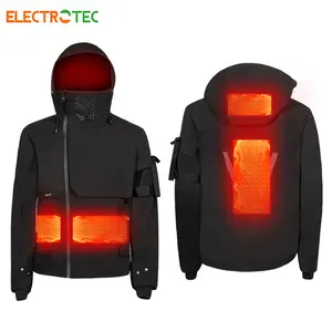 Unisex for all seasons Electric Heated Softshell Jacket Waterproof windproof UV-proof Multi-function heated hooded Mask jacket