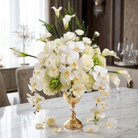 Fleurs artificielles réalistes en soie, toucher naturel, faites à la main, vertes et blanches, roses, hortensias, anthuriums, alocasias – Vente en gros usine