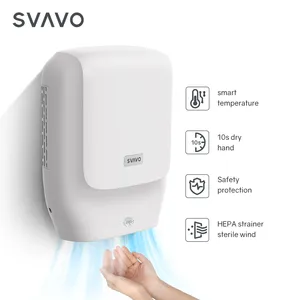 SVAVO 1400W 벽걸이 형 핸드 드라이어 상업용 ABS 플라스틱 자동 고속 제트 공기 핸드 드라이어