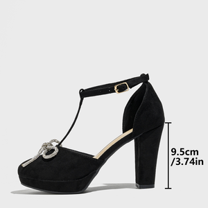 Nouvelles sandales à talon épais et bout rond avec bride cheville ornée d'un nœud – Chaussures d'été légères, imperméables et sexy pour fêtes et danses - Product Image 2