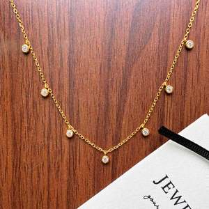 Collar de Moda de Lujo con Colgante de Circonita Blanca, Plata de Ley 925 Chapada en Oro, Gargantilla con Cadena para Clavícula - Product Image 4