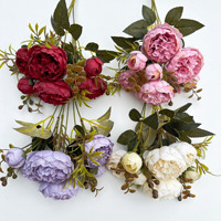 1507 Vente en gros de fleurs de pivoine artificielles en soie de haute qualité à 6 têtes pour la décoration de mariage, de fête et d'intérieur