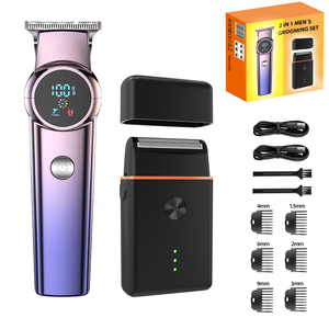 OEM <span class=keywords><strong>LCD</strong></span> thợ cắt tóc không dây tóc tông đơ 0mm Zero gapped khắc Clipper Máy cạo râu chuyên nghiệp Điện kết thúc Máy cắt - Product Image 3