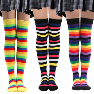 Medias coloridas hasta la rodilla para mujer, calcetines a rayas para ocio, fiesta, adolescentes, estudiantes, Anime, Cosplay, baile, medias para mujer - Product Image 6