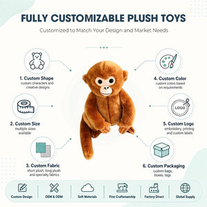 Peluche singe assis brun, poupée singe en peluche marron en position droite, adorable peluche pour la décoration de chambre d'enfant, personnalisable OEM ODM - Product Image 2