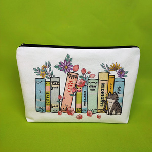 Trousse à cosmétiques <span class=keywords><strong>de</strong></span> beauté avec logo personnalisé trousse <span class=keywords><strong>de</strong></span> toilette en toile <span class=keywords><strong>de</strong></span> coton biologique avec fermeture éclair et poignée - Product Image 3