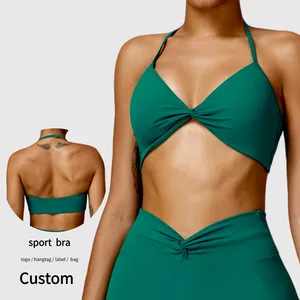 Precio de fábrica Moda Halter Yoga Bra con acolchado Fitness Gym Busty Ropa interior Mujeres Sexy Ropa de entrenamiento Ropa activa