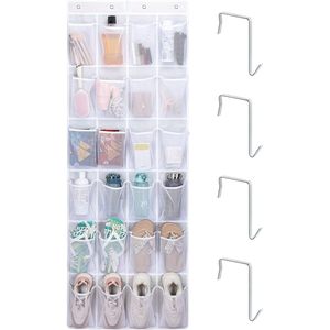 Over The Door Hanging Organizer 24 Mesh Pockets <b>Shoe</b> <b>Storage</b> White XL Hook Type Behind Doors On Walls - Product Image 1