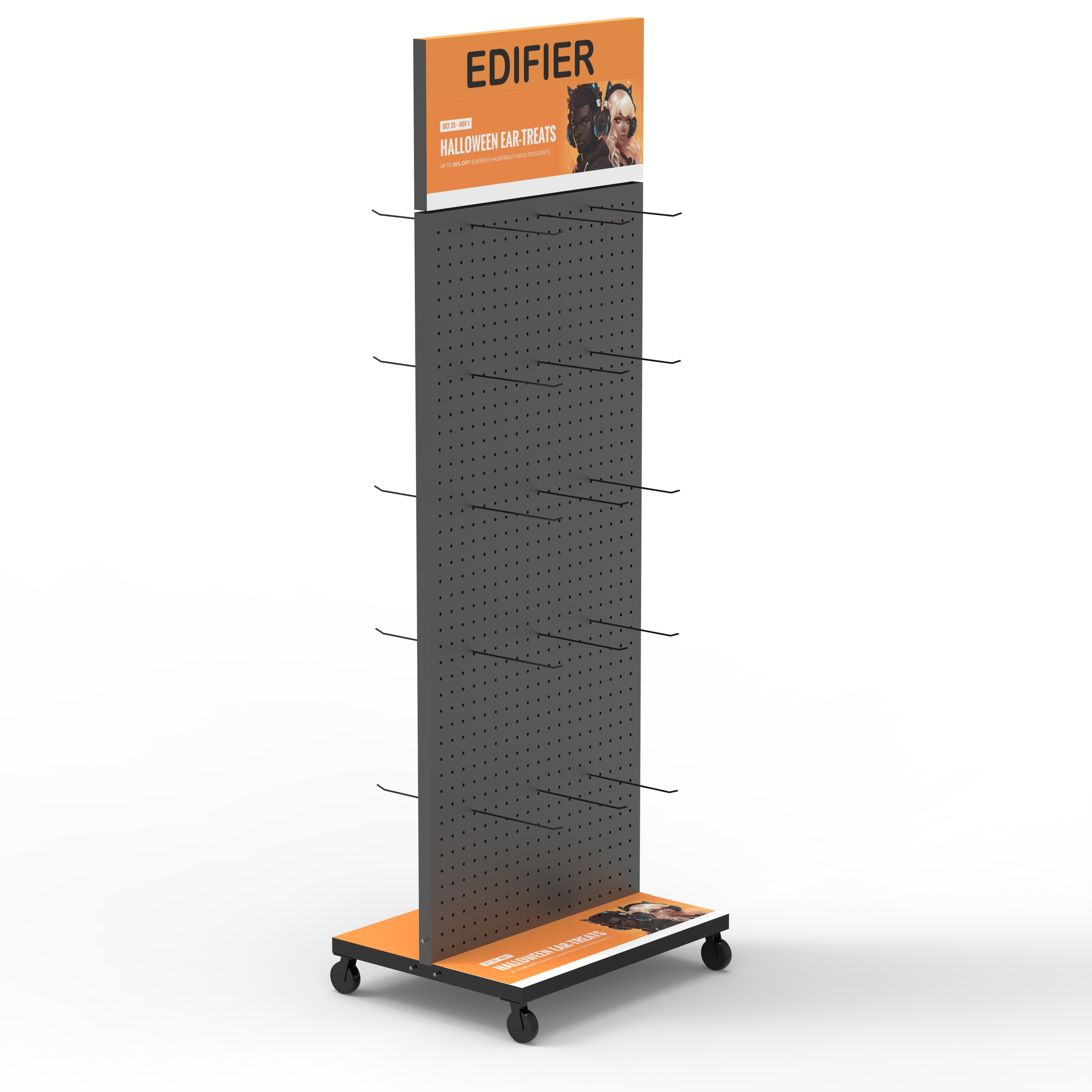 For Modern Metal Floor Standing Rolling Display Stand for Earphones with Customization for Mobile Stores Shopping Centers — view 4