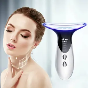 Dispositivo de belleza para el cuidado Personal de la piel, masajeador EMS de 3 colores con luces LED, vibración y calor