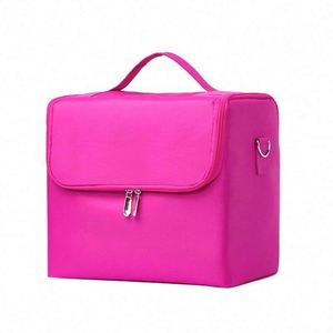 Bolsa de Cosméticos de Tela Oxford de Poliéster Impermeable al por Mayor, Estuche de Maquillaje Profesional de Gran Capacidad, Neceser de Viaje Transfronterizo - Product Image 4