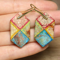 Boho anting-anting tetesan sedimen laut alami 18k anting-anting penyembuhan Yoga jarum berlapis emas perhiasan anting-anting Juntai mode wanita