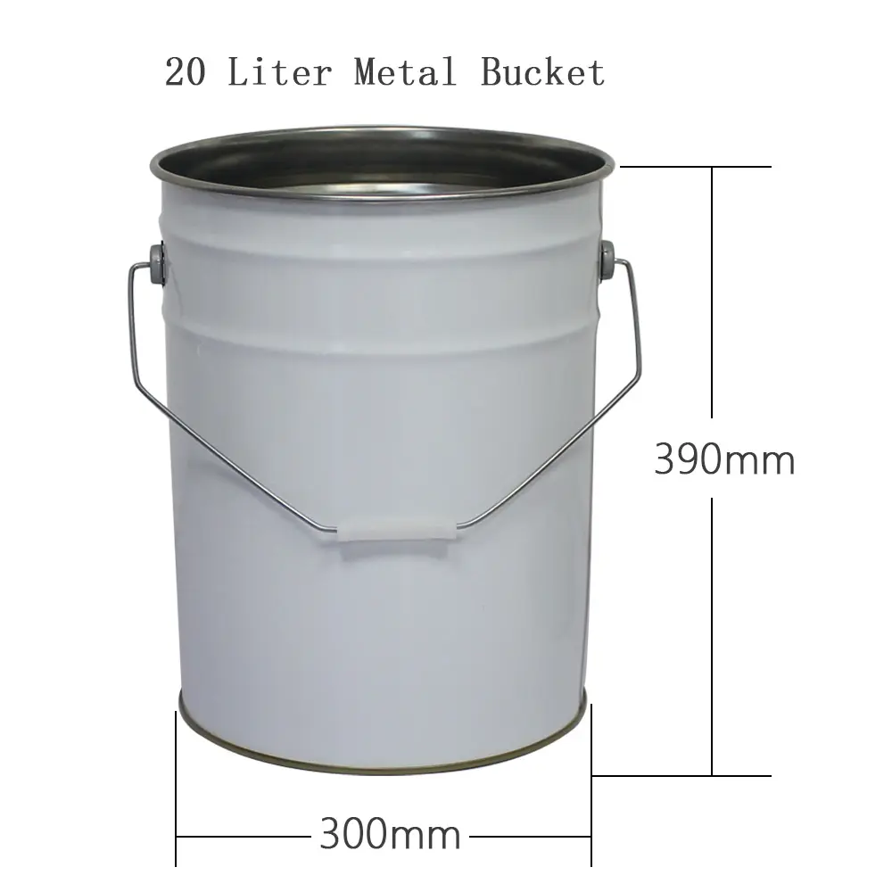 Disesuaikan 20 liter bulat timah Metal ember cat dengan tutup Lug pegangan logam untuk penyimpanan kimia ember Drum & barel