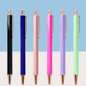 Vente directe d'usine de stylos à bille hexagonaux en métal de couleur bonbon pour les entreprises, le bureau, les conférences et les cadeaux. - Product Image 1