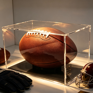 Vetrina Espositiva in Acrilico Trasparente con Base Nera per Palloni da Football, Rugby, Basket, <span class=keywords><strong>Calcio</strong></span> e Oggetti Sportivi, Scatola Protettiva Antipolvere - Product Image 2