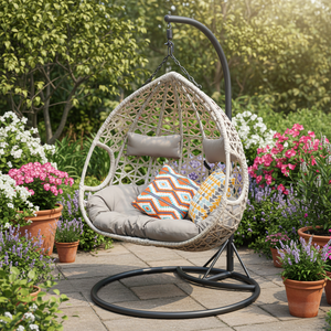 Sedia <span class=keywords><strong>a</strong></span> Dondolo Moderna da Esterno N2269 con Cuscino Impermeabile per 2 Persone - Product Image 4