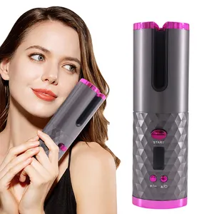 Mini Electric Portable Rotating Auto Wireless Cordless USB Rechargeable Heatless Automatic Hair Curler